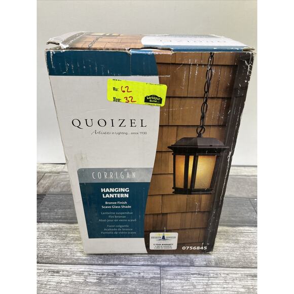 New Quoizel Lighting Corrigan Hanging Lantern Bronze Finish, Scavo Glass 0756845 - Picture 3 of 11